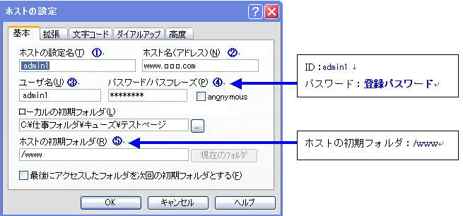 ホストの設定